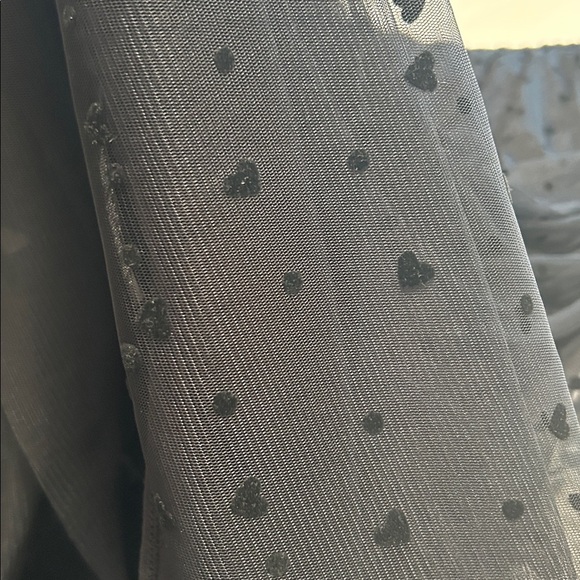 Anthropologie Black Mesh Heart Skirt Size LP New With Tags - Picture 7 of 9